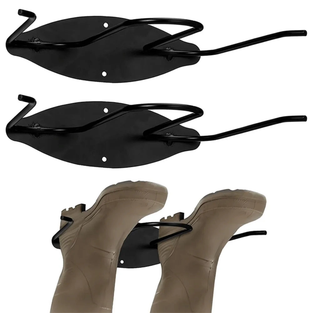 Stainless Steel Boot Rack 2 pcs Black Wall Mount Wader Hanger for Outdoor Equipment Storage 8.66 x 8.26 Inches