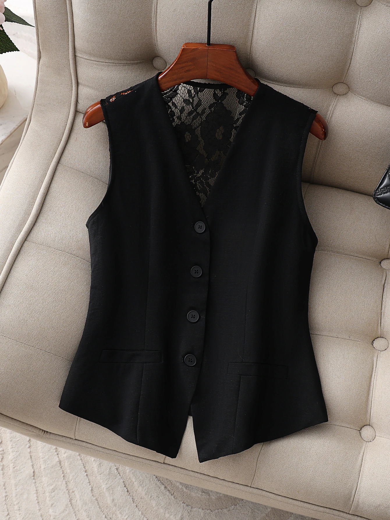 Women's Lace Back Suit Vest, V - Women Formal Wear Without Blazer recension och pris