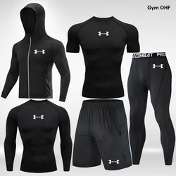 Compression Suit Men Runnung Fitness Gym OHF Sport Sets Tights Training Quick-Dry MMA Rashguard Tracksuit Man Sportswear