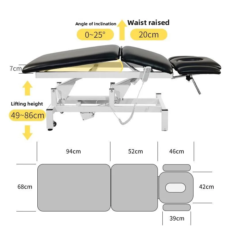 เตียงไฟฟ้าอเนกประสงค์สำหรับกายภาพบำบัด สักลาย ไคโรแพรคติก ยกตัวได้ นวด พกพาสะดวก ใช้สำหรับสปาหน้าและเก้าอี้สักลาย