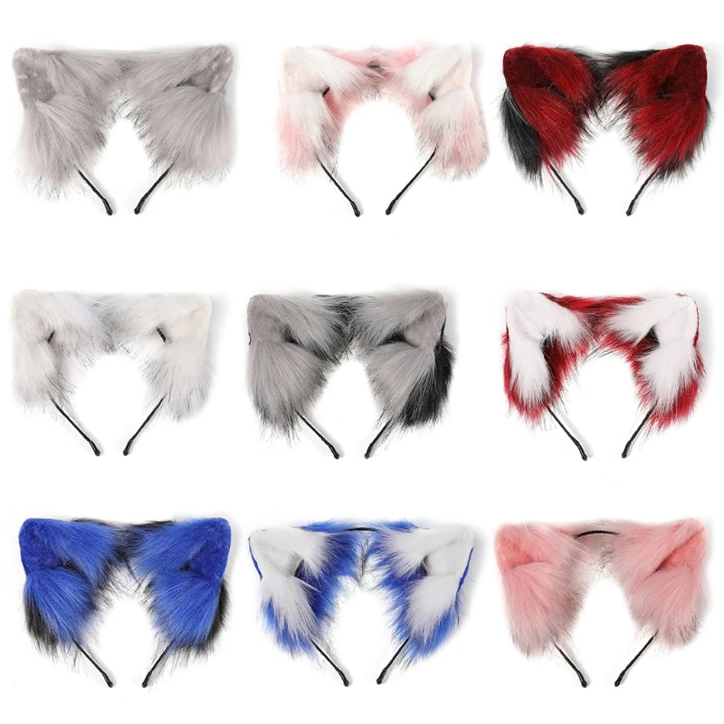 

Handmade Furry Animal Ears Headbands Hair Hoop for Halloween Fancy Dress Cosplay Headpiece Party Drop shipping