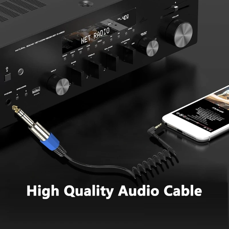 QX2B Cuộn Cáp Chuyển Đổi Thính Giác Âm Thanh Nổi TRS 6.35 Sang 3.5 Mm Đầu Nối Mạ Vàng Cho Nhạc Sĩ