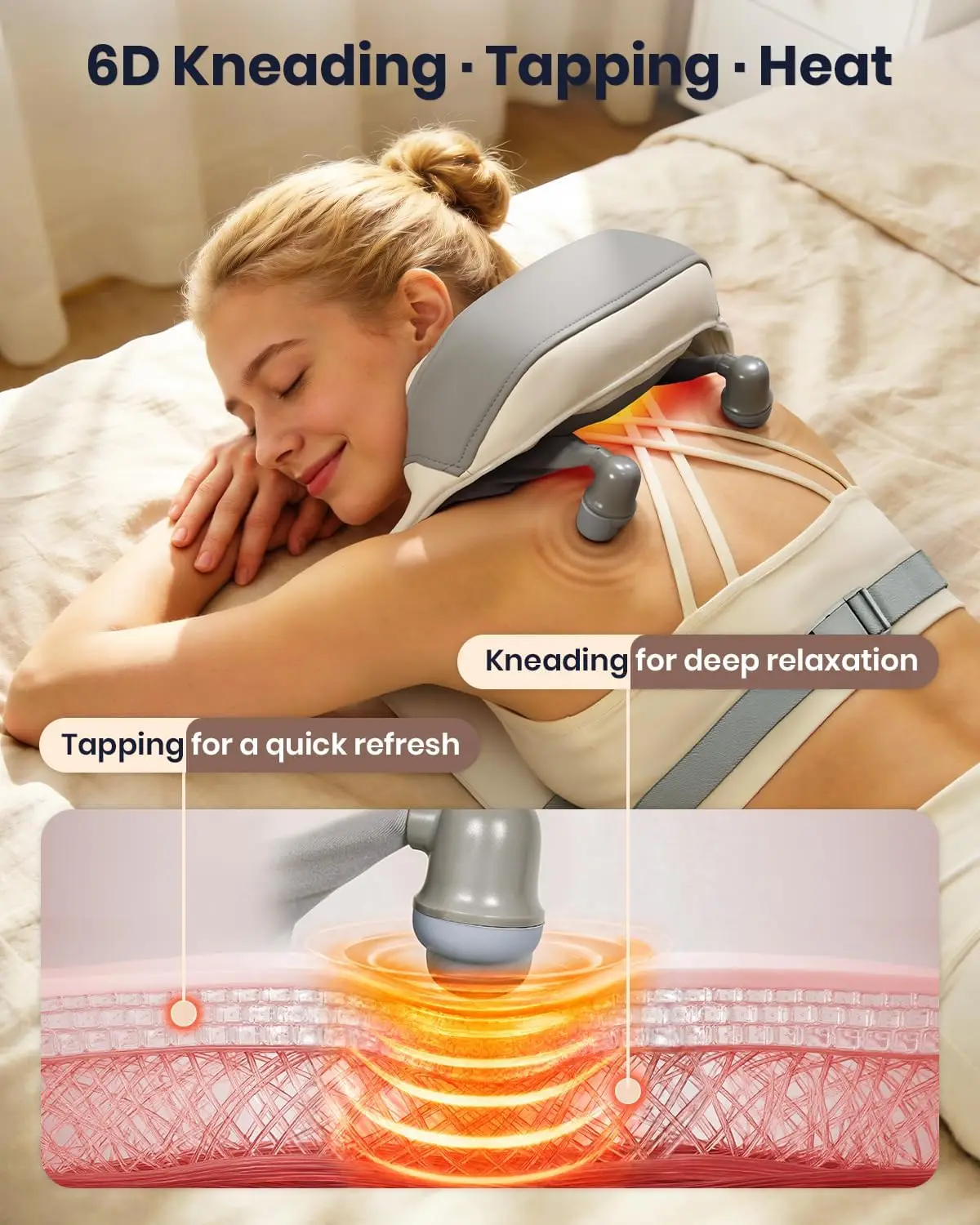 Kneading Percussion Massager Heat Cordless Neck Shoulder