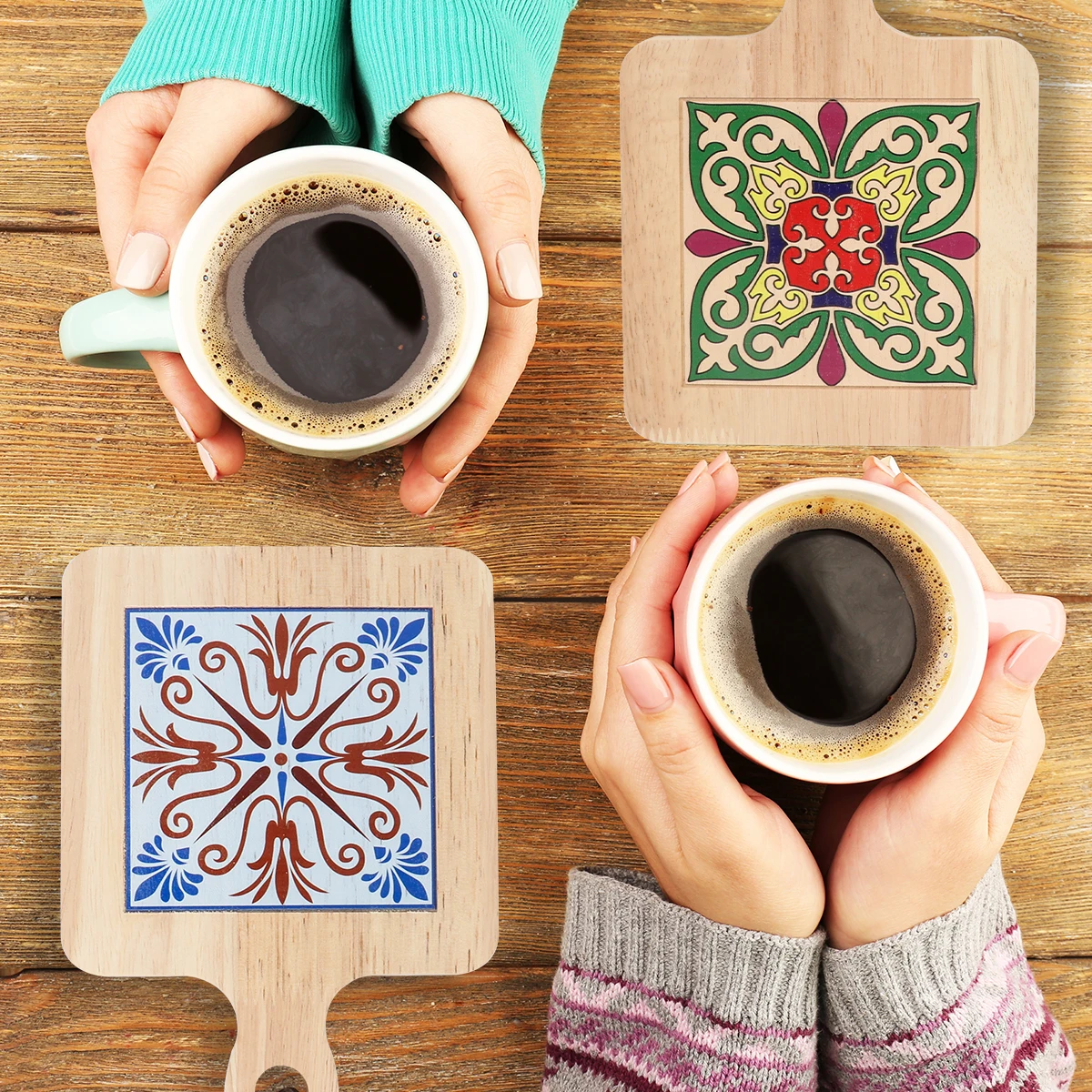 1PC Wood Trivets Pot Mat Anti-Scalding Plate Mat Drink Coasters Wooden Trivet Frame for Hot Tea Pots and Pans Pad Holders