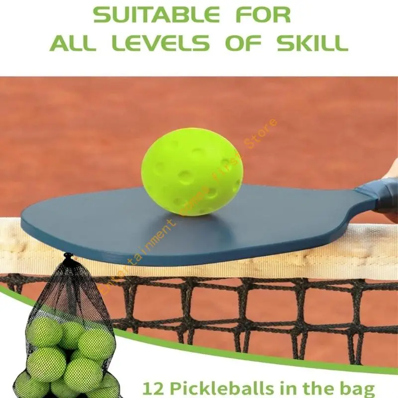 Quiet Game Pickleballs 12 Pack with Carry Bag High Bounce for Training Use Daily 55KD