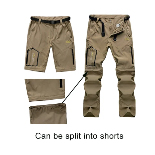 Imagen 2 del producto Pantalones convertibles de senderismo para hombre, pantalones de acampada, repelentes al agua, ligeros, de secado rápido, con cremallera, para pesca, trabajo de carga al aire libre, senderismo