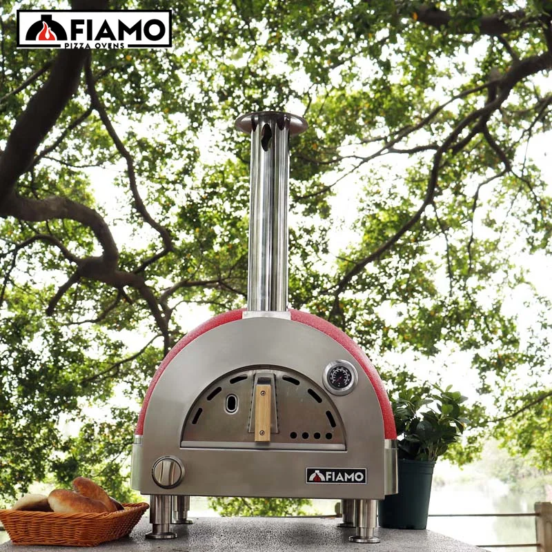 High Quality Single Freestanding Outdoor Camping Gas Pizza Oven Stainless Steel BBQ Grill Vertical 50cm Diameter 500C Max Temp