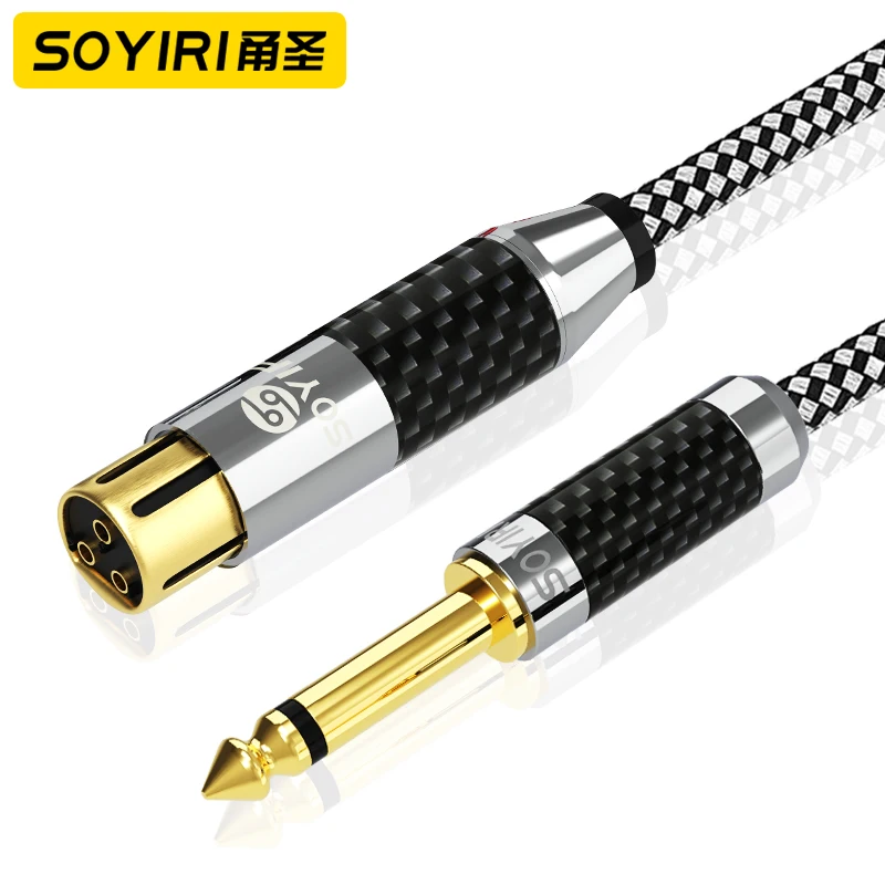 

SOYIRI dynamic coil condenser microphone silver plated 6.5mm to XLR female audio cable mixer mobile speaker balanced audio cable
