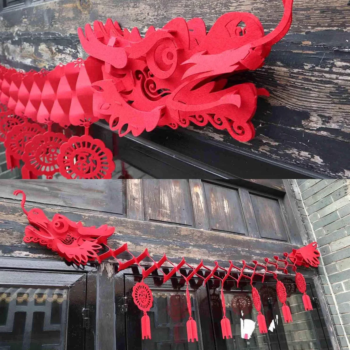 1Pcs Chinese New Year Dragon Ceiling Decor New Year Party Favors Party Supplies 2024 Spring Festival Flag Pulling Hanging Decor