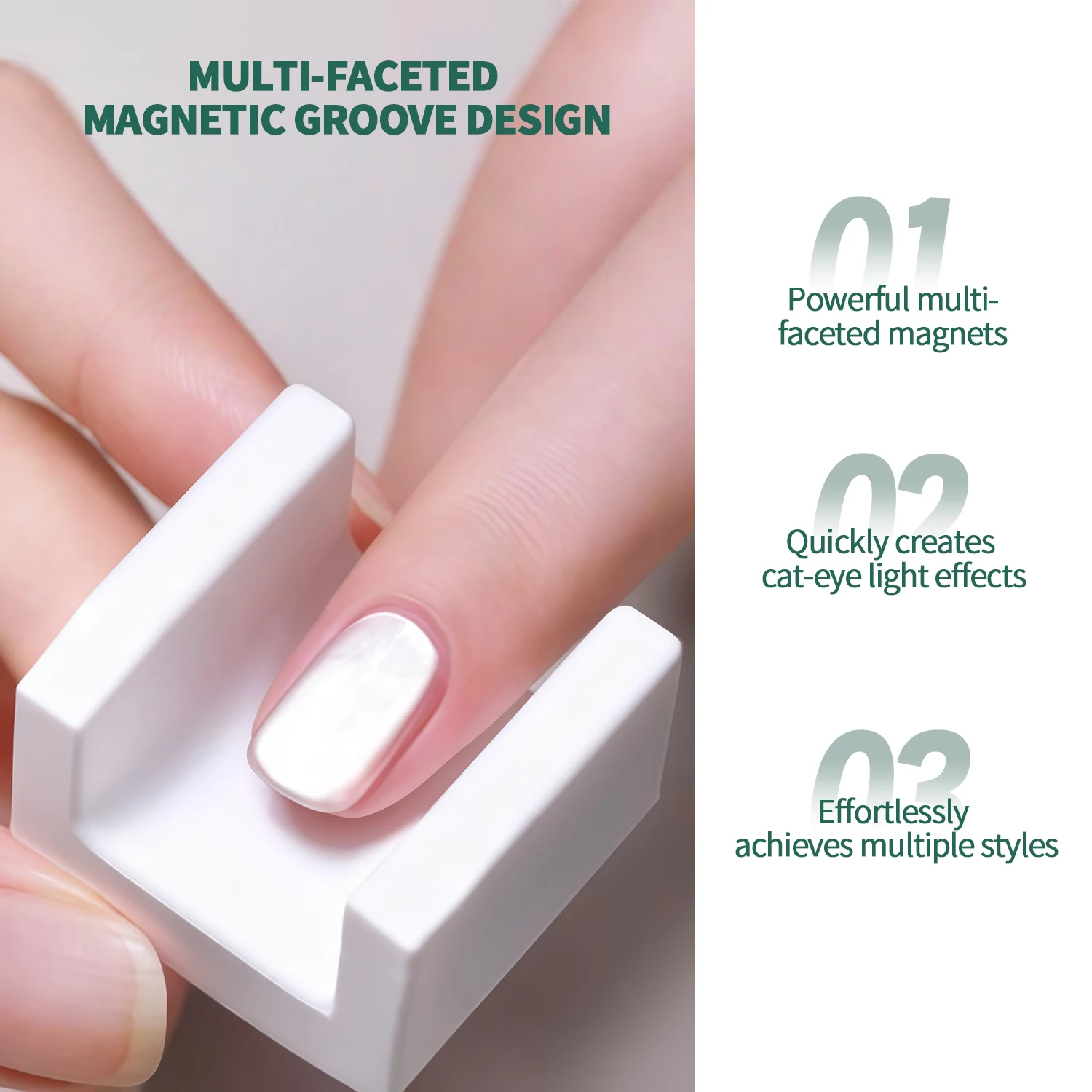 Nailpop 1pc Cat Eye Magneet Wit/Roze Voor Gel Nagellak Nail Art Tool Creëer Franse Brede Smalle Kant Cat Eye Effecten Beginners