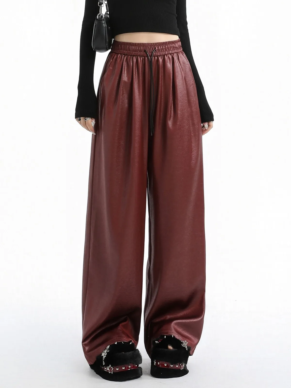 ZHISILAO Wide Leg Straight Pants Women Vintage Solid Full Length Trousers Autumn 2024