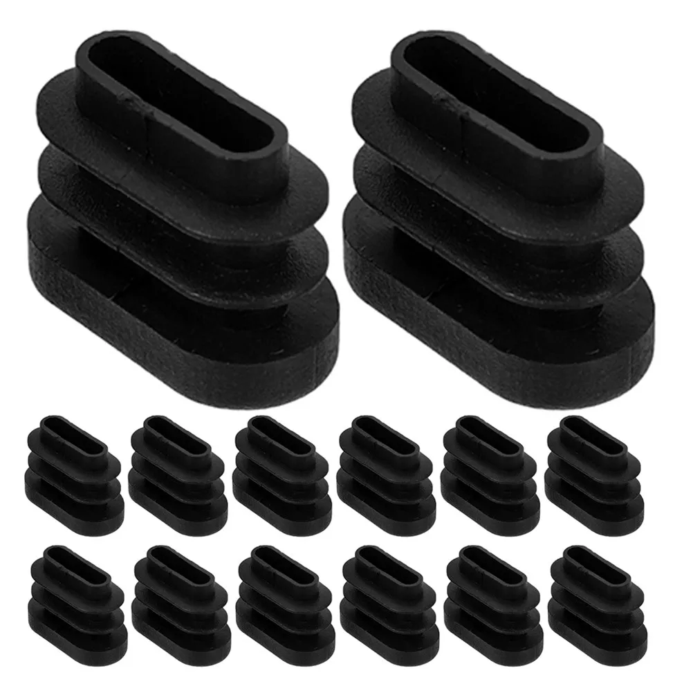 30Pcs Oval Table and Chair Leg Covers Black Plastic Furniture Foot Caps for Patio Chairs Folding Tables Leg Protectors Stability