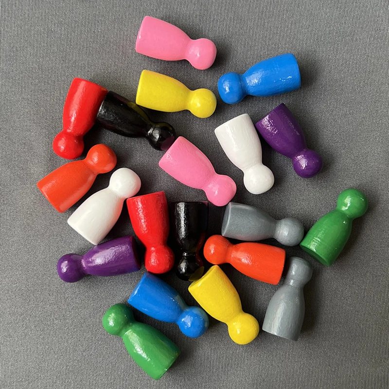 

100PCS Wooden Meeples , Chess Tokens 10 Colors, Board Game Components