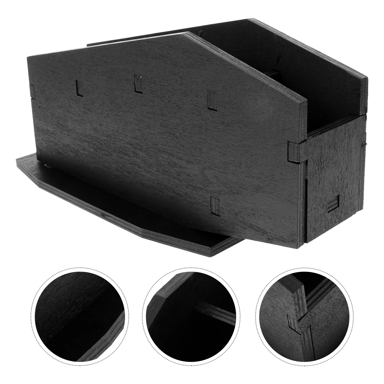 Gothic Style Coffin Pen Holder Pencil Container Wood Bucket Makeup Brush Organizer Desktop Storage For Cup