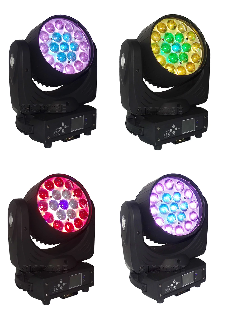 Veranstaltungsausrüstung RGBW 19x15W Moving Head Licht Elektronischer Zoom Spotlight DMX-Steuerung Geeignet für DJ Disco Konzert Hochzeit Bühne – Detail 12