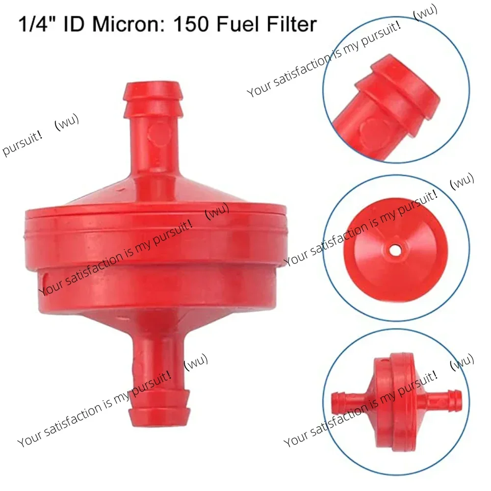 10pcs Plastic Red Lawn Mower Inline Fuel Filter For Lawn Mower Inline With 20 Pcs Hose Clamps Clips Fits 1/4in