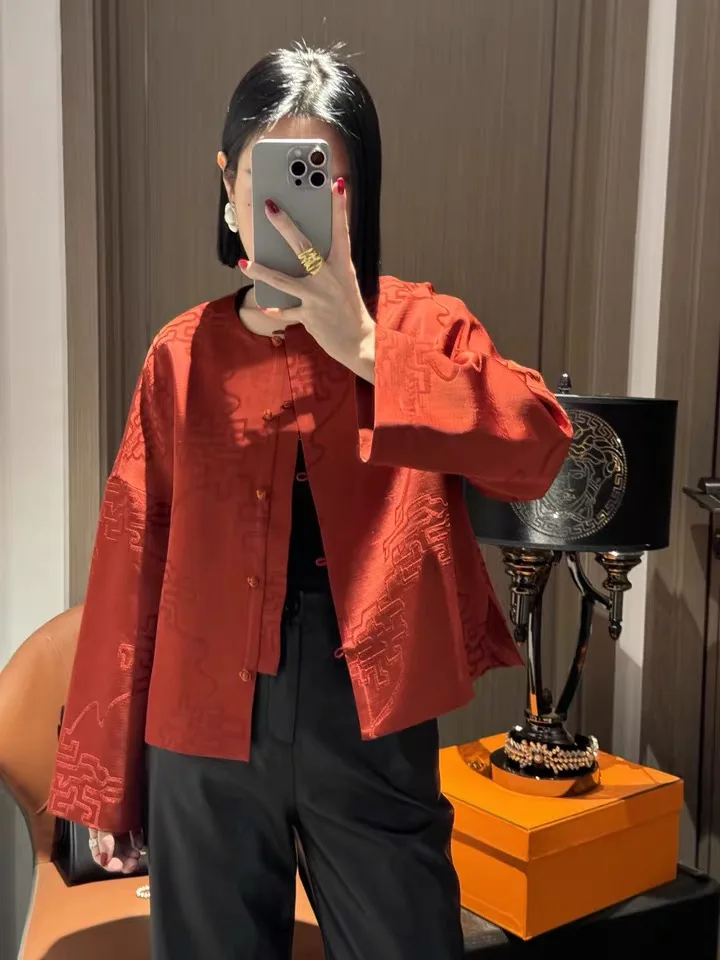 Traditional Clothing 2025 Chinese Red New Year Coat Jacket