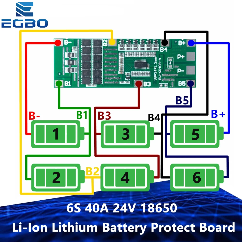 6S 40A 24V 18650 litowo-jonowa bateria zabezpieczająca płytę oświetlenie słoneczne Bms Pcb z balansem dla skutera Ebike