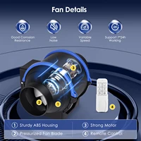 Ventilateur de gaine en ligne 100mm/150mm, 600 m³/h, 4 vitesses, pour ventilation d'air, extracteur de fumée, ventilateur mural pour salle de bain et toilettes 4