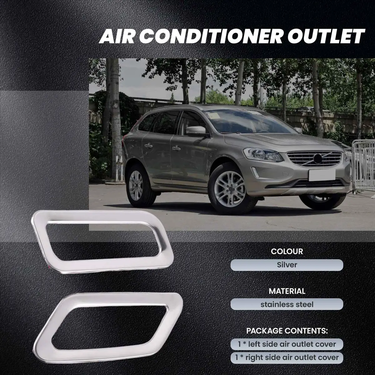 NCSMT Air Conditioning Vent Outlet Frame for Volvo XC60 Accessories 2012-2017 Sticker Interior Trim
