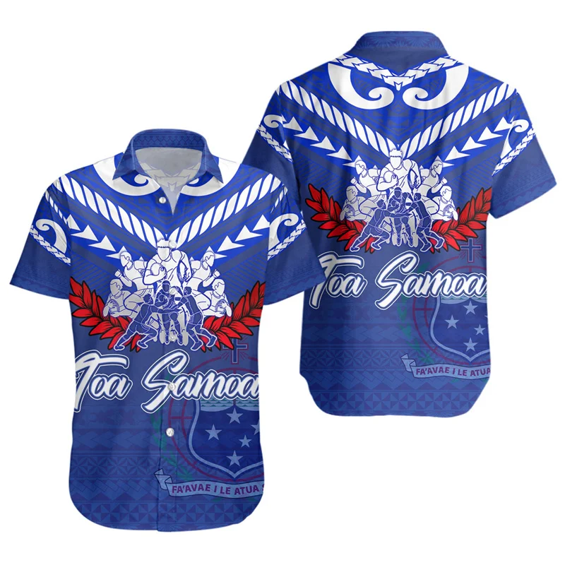 Summer Harajuku 3D Printed Polynesian Samoa Flag Shirts For Men Samoa Coat Of Arms Graphic Shirts & Blouses Fashion Women Shirts