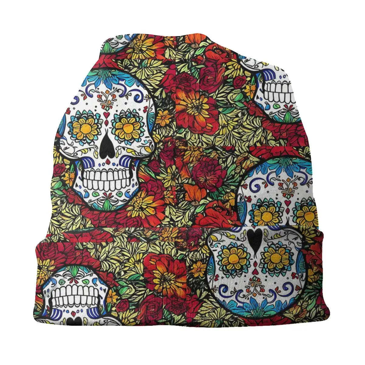 Skull In Color Bonnet Homme Autumn Spring Thin Skullies Beanies Day Of The Dead Mexico Skull Caps For Men Women Novelty Hats