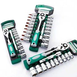 Ratchet Socket Wrench Set 3/8 Combination Motorcycle Car Repair Hand Tools Spanner Sleeves Head Auto Repairing Kit
