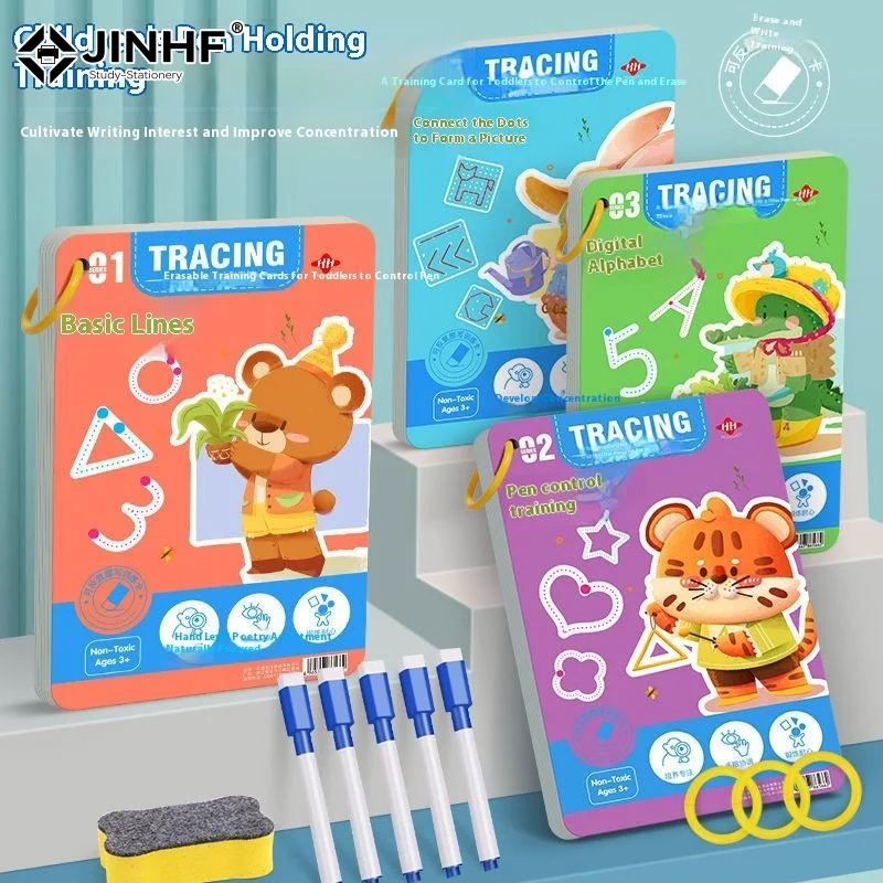 32 Pages Writing Drawing Educational Picture Books Toddler Pen Control Training Workbook Baby Magical Tracing Practice Copybook