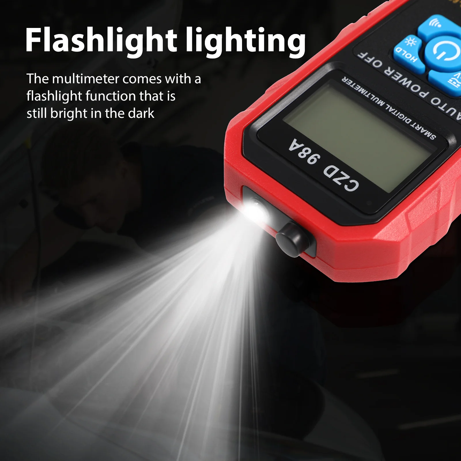 Lightweight Digital Multimeter Auto Ranging Large LCD Screen Flashlight Voltage Current Tester for Professionals and Enthusiasts