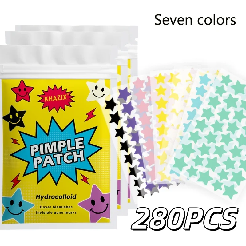 

Гидроколлоидные патчи от прыщей в форме звездочек для лица, 280 штук, милые патчи от акне в виде звездочек