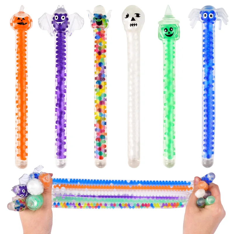 Jouets de Décompression à Cordes Commandées pour Halloween, Perles de Citrouille TPR, Cadeaux de ixde Carnaval, 6 Pièces