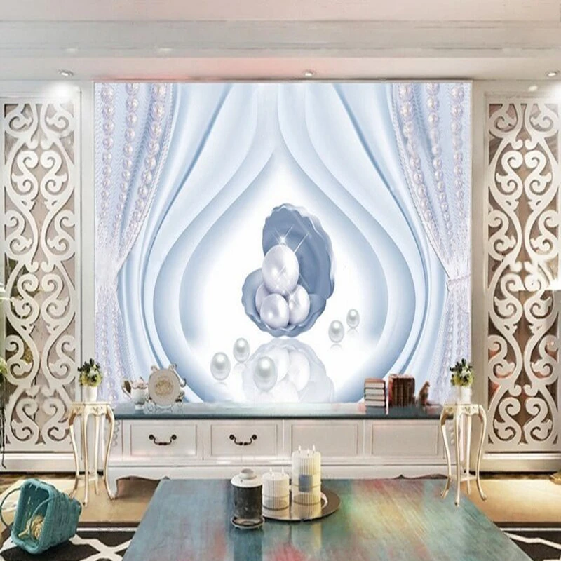 Nordic Light And Fresh Jewelry Barrier Shell Pearl Beautiful High-End Luxurious Wall Decoration Mural Customization
