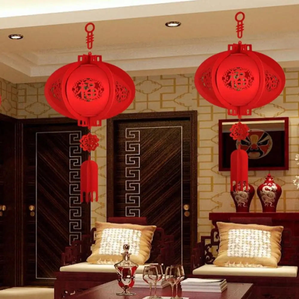 Chinese Spring Festival Hanging Lantern Cloth Festival Decoration 2023 Fu Letters Red Paper Chinese Lantern Festival Lanterns