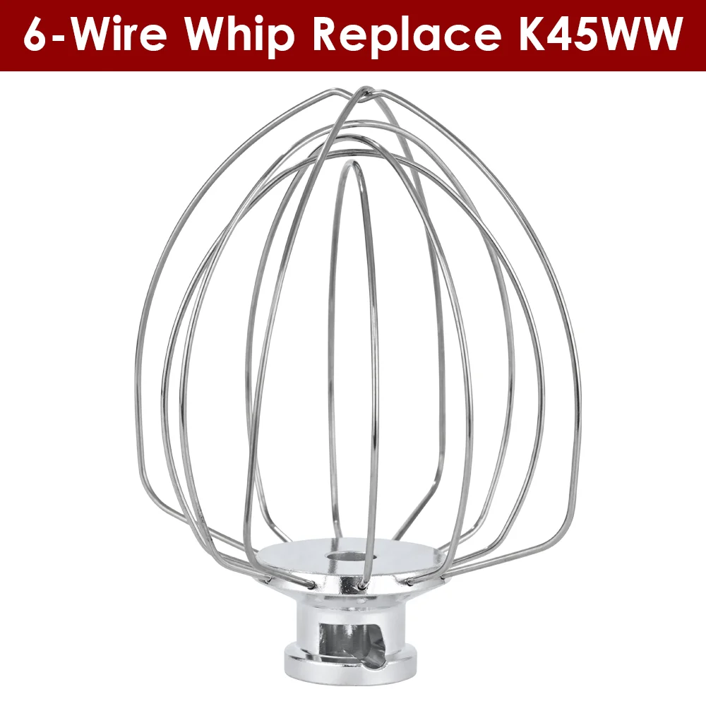 K45WW Steel Wire Whip for KitchenAid Artisan Series Tilt-Head Mixer 4.5 & 5 Quart Bowl 6 Wire whisk