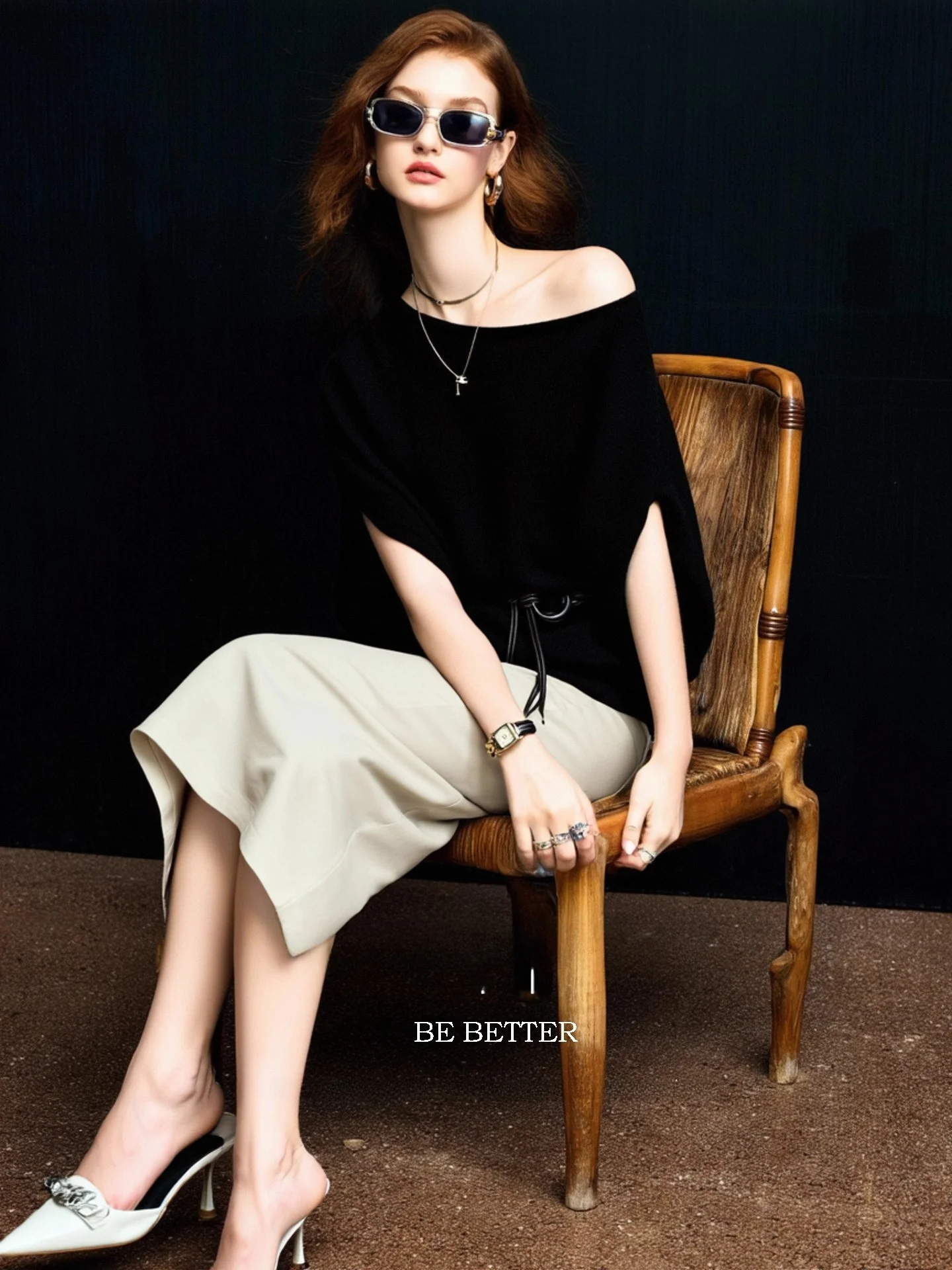 

Huaappuw Summer 2026 Commute Style Loose Short Sleeve T-Shirt Bat Wing Shoulder Bowed French Style Universal Fit Casual Top