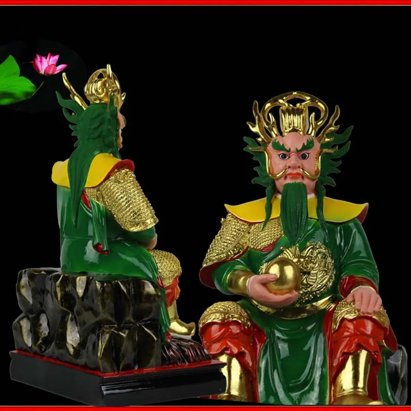 30cm large HOME Temple Shrine TOP efficacious Southeast Asia Sea god Dragon King Gold plating FENG SHUI art statue