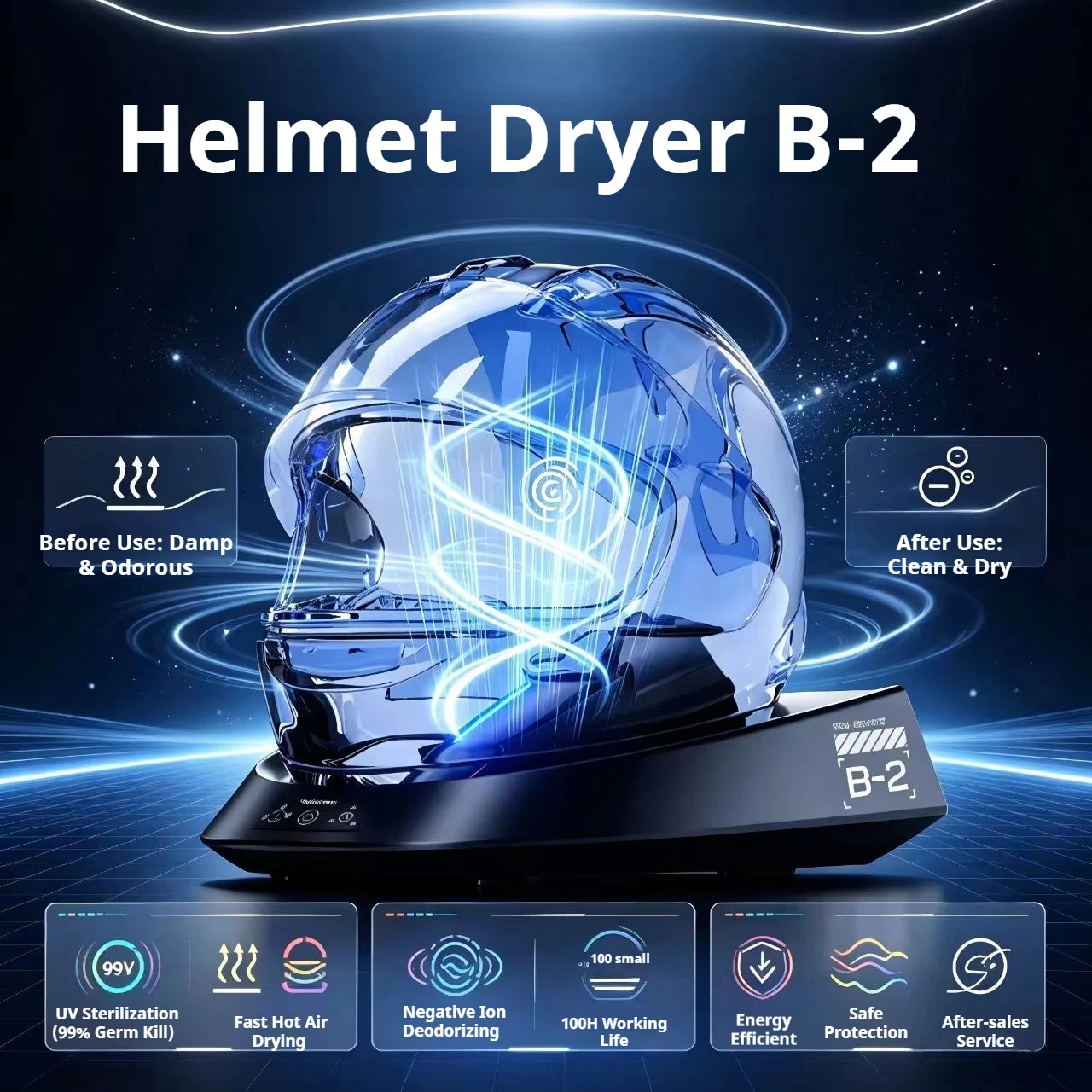 Portable Helmet Dryer for Motorcycle Helmets, Drying Machine for Hockey Baseball Sports Equipment, Helmet Care Accessories