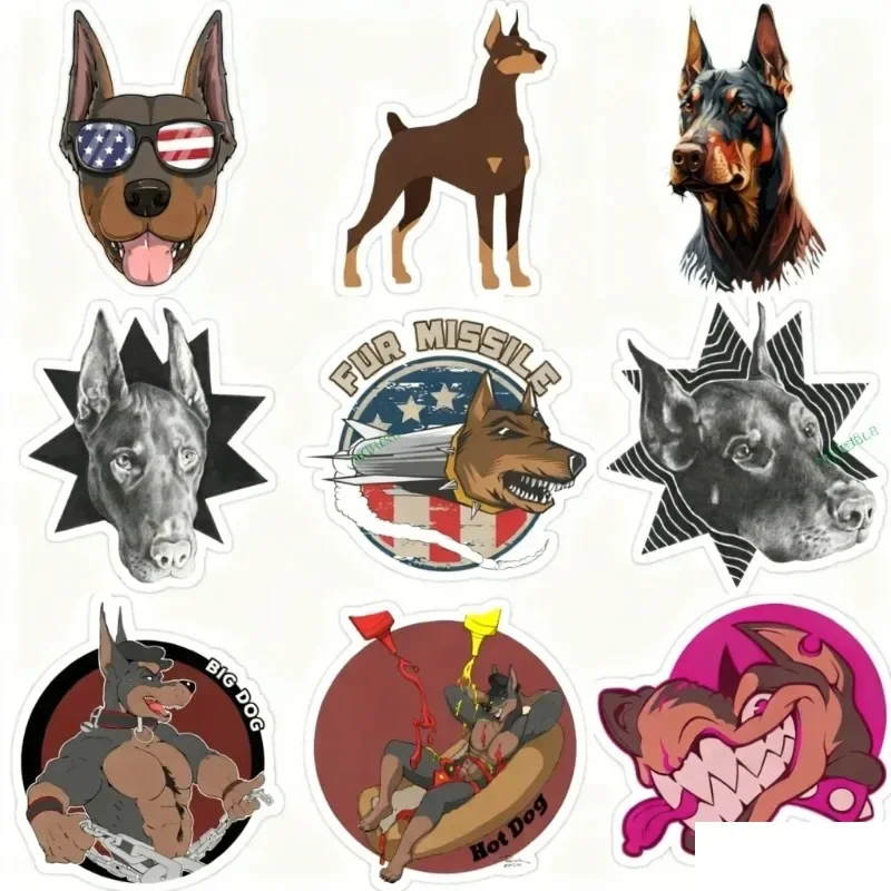 Doberman cão criativo decorar adesivos assecories para sala de parede caminhão campista janela do carro bicicleta mesa geladeira capacete motocicleta
