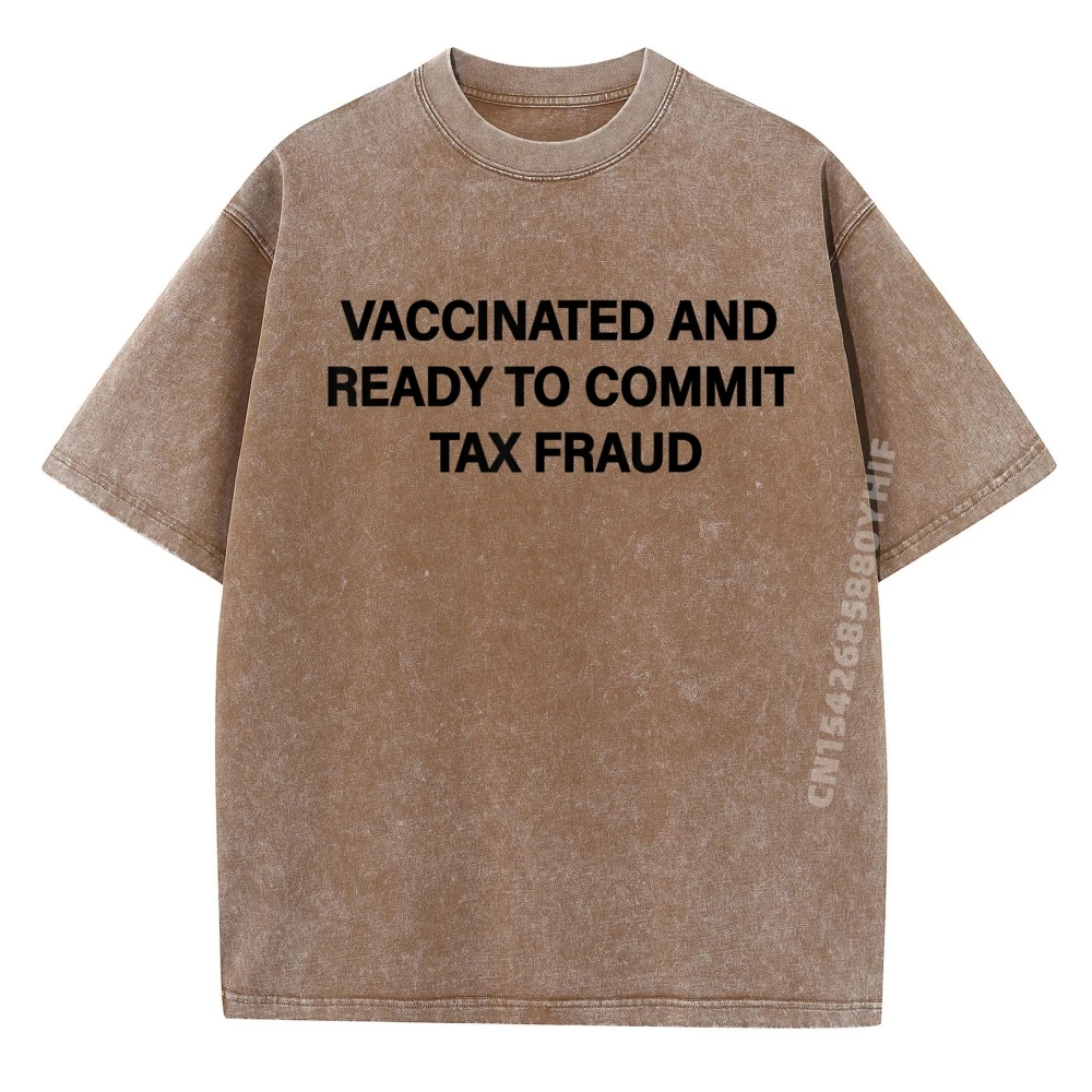 

Vaccinated And Ready To Commit Retro Women's T-shirt Man Streetwear Comfortable Printed T-Shirt Retro Washed Shirt