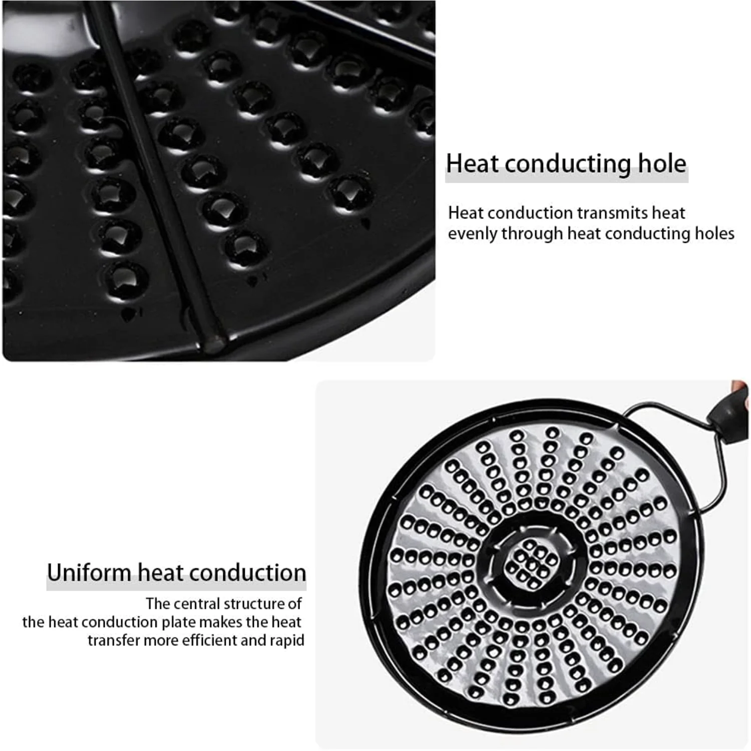 เครื่องกระจายความร้อนสําหรับเตาแก๊ส, เตาแม่เหล็กไฟฟ้าพร้อมที่จับเตาแก๊สกระจายความร้อนแผ่นสแตนเลสแข็ง (สีดํา)