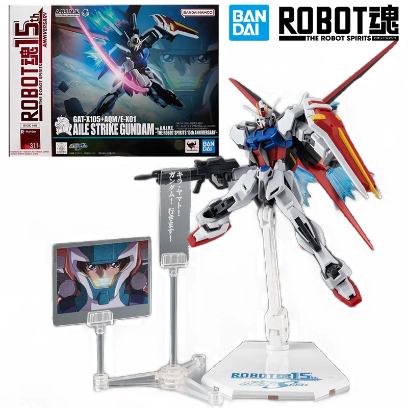 

Bandai Robot Spirits Aile Strike Gundam Ver. A.n.i.m.e. 15Th Anniversary 14Cm Original Action Figure Model Toy Gift Collection