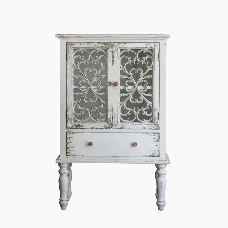 American retro old carved glass chest