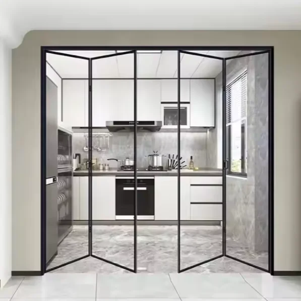 Kitchen Insulation Left Right Folding Door Waterproof Moisture Proof High Quality Folding Door Hidden Track Design Fold Up Door