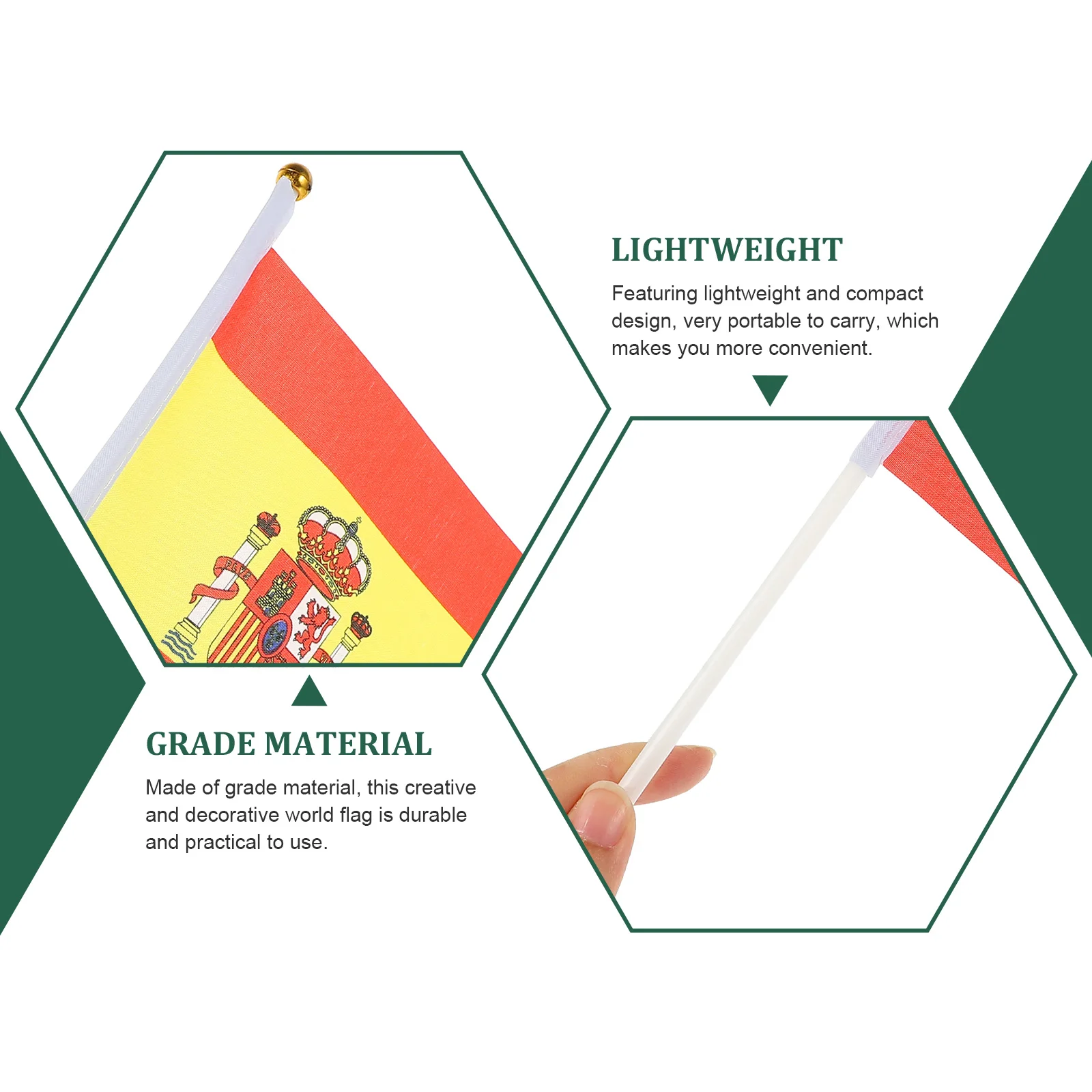 

50 Pcs Football Cheering Flag Small Flags Mini Country Hand Held on Sticks Banner with