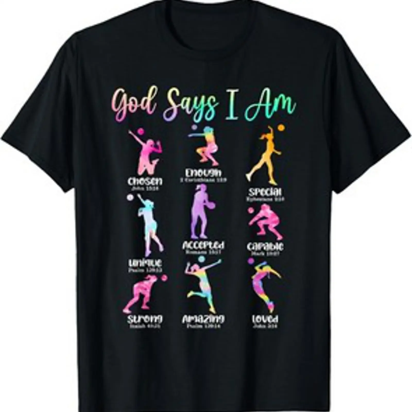 Camiseta Religiosa Cristiana con la Frase 'God Says I Am Volleyball', para Niñas, Adolescentes y Niños, Estilo Vintage Lavado, Versátil, Moda Urbana