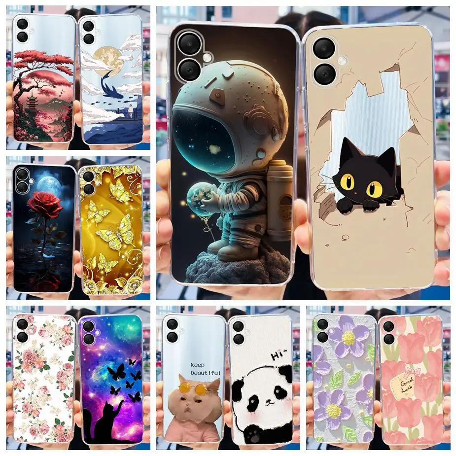 For Samsung Galaxy A06 Case SM-A065F Cute Cat Space Man Painted Cover Soft Slim Phone Case For Samsung A06 A 06 GalaxyA06 Fundas