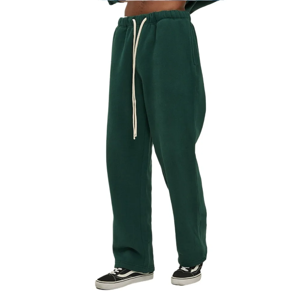 กางเกงวอร์มสีเทาอ่อนสำหรับผู้ชาย เอวยางยืดแบบมีเชือกผูก ทรงหลวม สไตล์ลำลอง สตรีทแวร์ กางเกงกีฬา