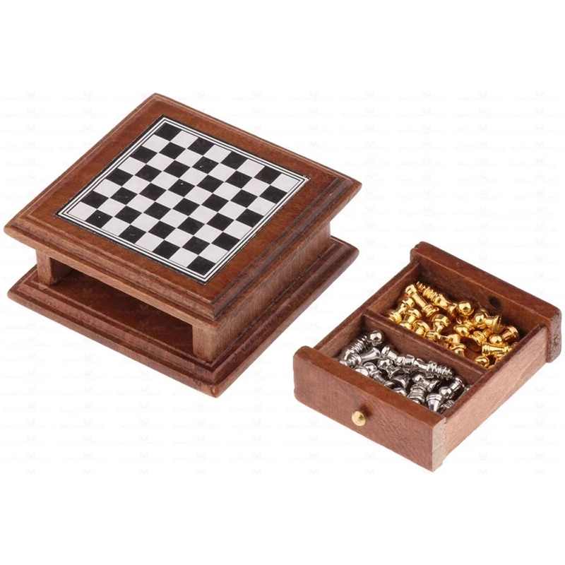 Dollhouse Miniature Items Mini Chess/Chess Board Storage Box Suit Model Doll House Food Play Simulation Toys Accessories