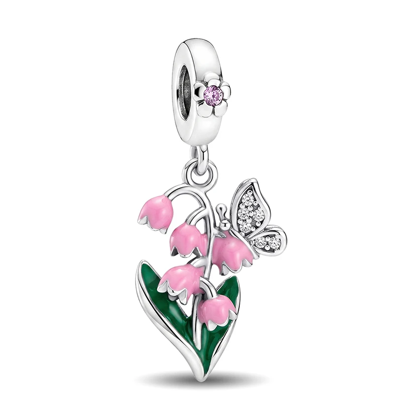 Modische 925 Sterling Silber Schmetterling Katze Hase Rosa Serie Charms Perlen Passend für Original Armbänder Armreifen Feiner Schmuck Geschenk