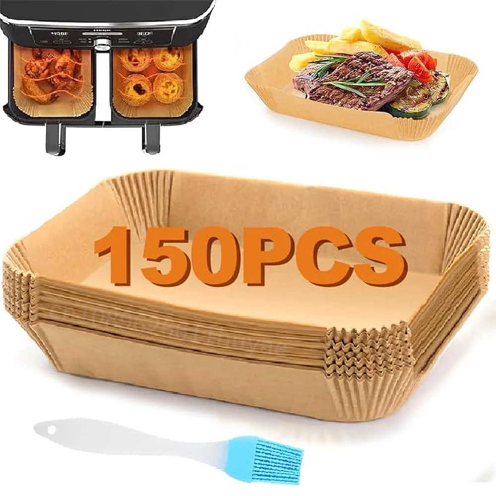 Air Fryer Disposable Paper Liners Rectangle Air Fryer Parchment Paper for Ninja Dual Basket DZ201 DZ401 8Qt Airfryer Accessories